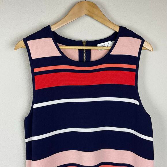 ELIZA J Striped Sleeveless Sheath Dress XL Rayon Blend Office Wear - Picture 3 of 9